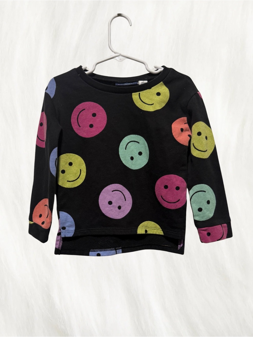 The Children's Place Black Long-Sleeve Tee with Multicolor Smiley Faces